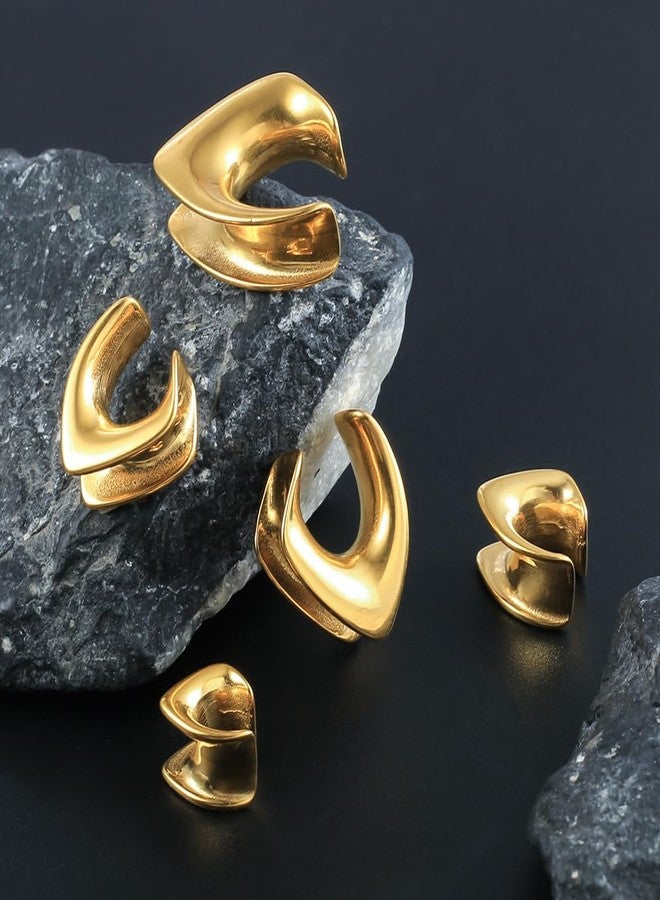 Earblity 1 Pair Cute saddle gauges 00g/ 10mm Ear Tunnels Plugs 316 Stainless Steel Gold Ear Gauges Weight Saddle Plugs Hypoallergenic expander Piercing Body Jewelry - Image 3